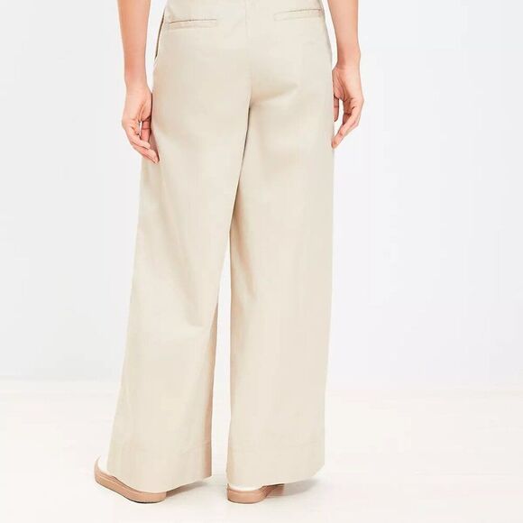 LOFT Womens Poplin Wide Leg Pants - Sz 10 - NWT - Tan - Picture 3 of 7